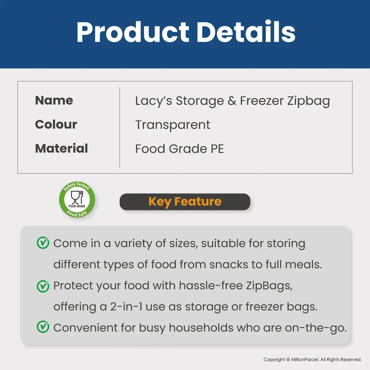 LACY'S ZIPBAG | Storage & Freezer Bags - MillionParcel