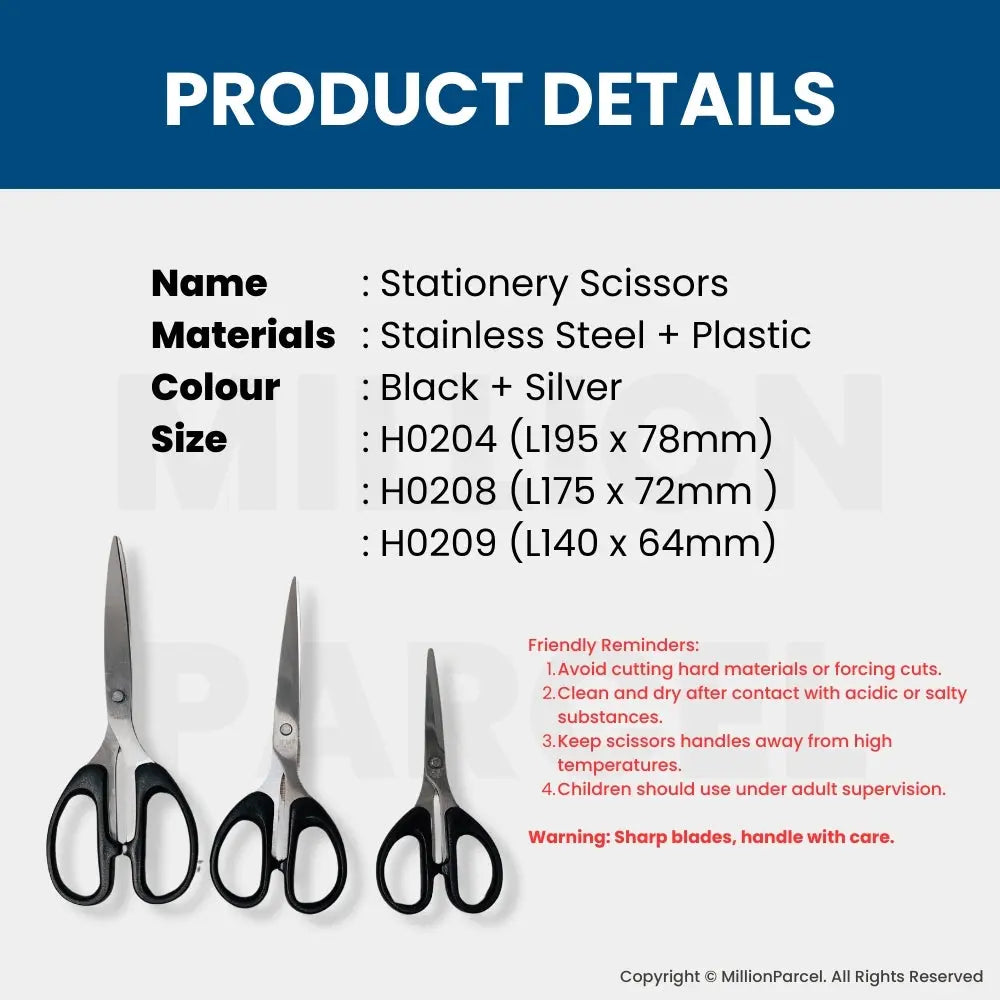 Huajie Stationery Scissor | Stainless Scissors - MillionParcel