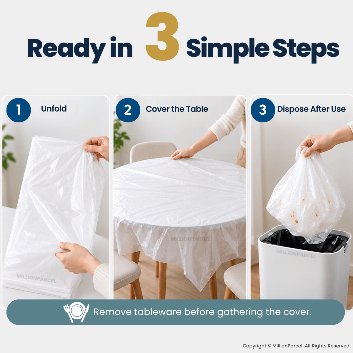 Disposable Plastic Table Cover 1.8 x 1.8m – 10 Sheets
