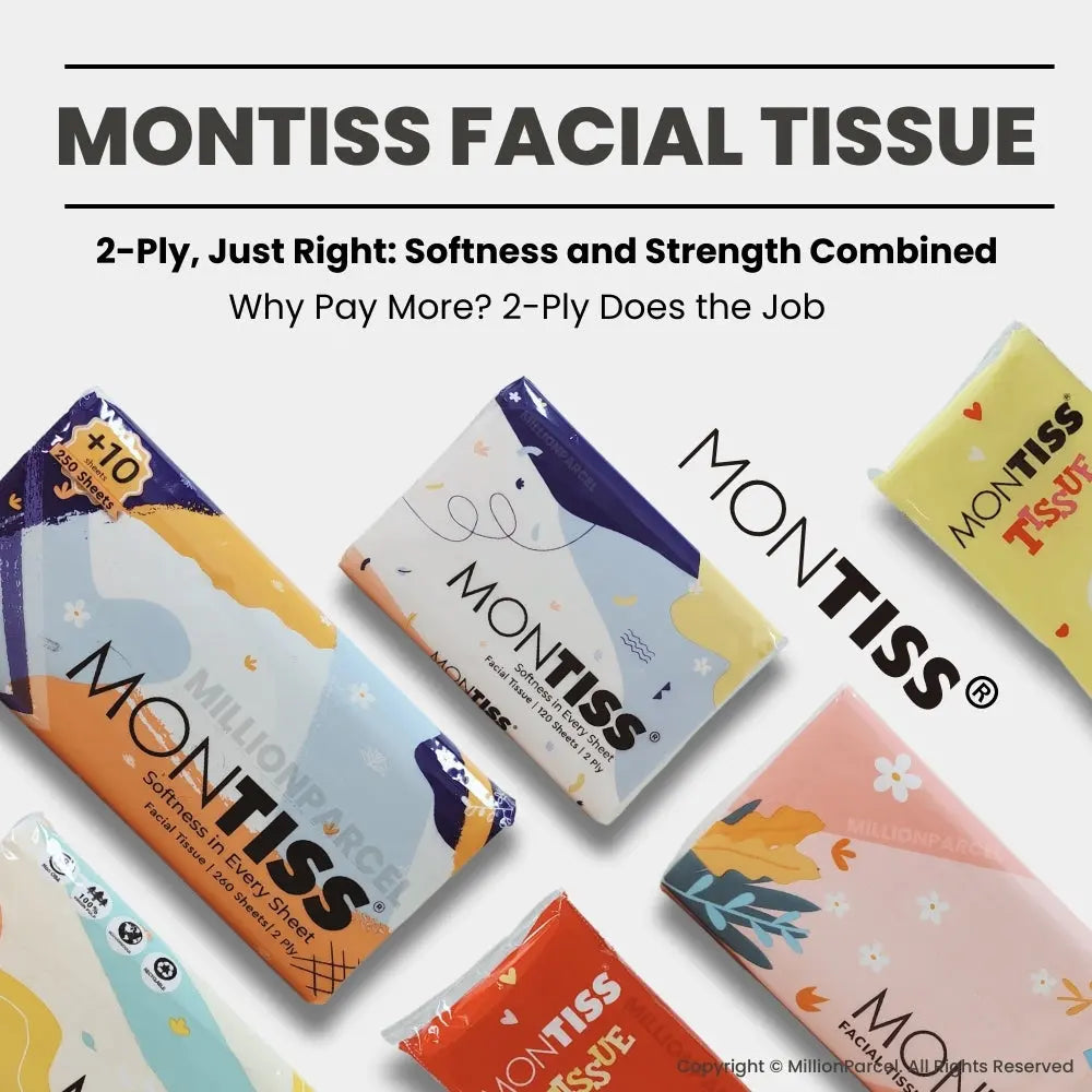 MONTISS Facial Tissue Paper | 2 Ply Tissue Paper (Non-Embossed) - MillionParcel