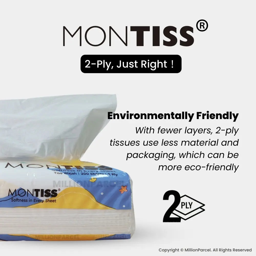 MONTISS Facial Tissue Paper | 2 Ply Tissue Paper (Non-Embossed) - MillionParcel