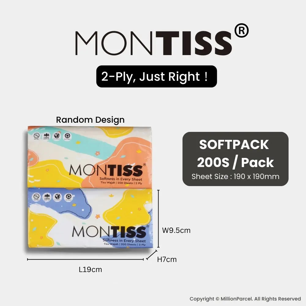 MONTISS Facial Tissue Paper | 2 Ply Tissue Paper (Non-Embossed) - MillionParcel