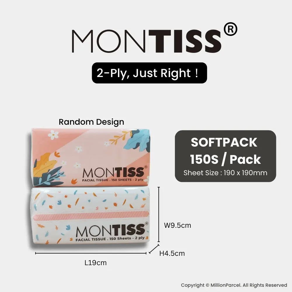 MONTISS Facial Tissue Paper | 2 Ply Tissue Paper (Non-Embossed) - MillionParcel