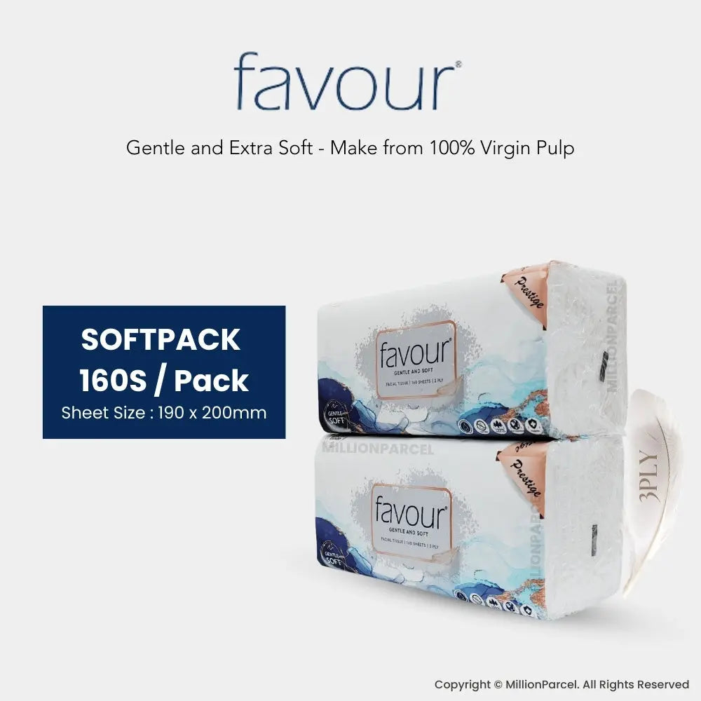 FAVOUR Tissue: Prestige 3 Ply Facial Tissue Paper - MillionParcel