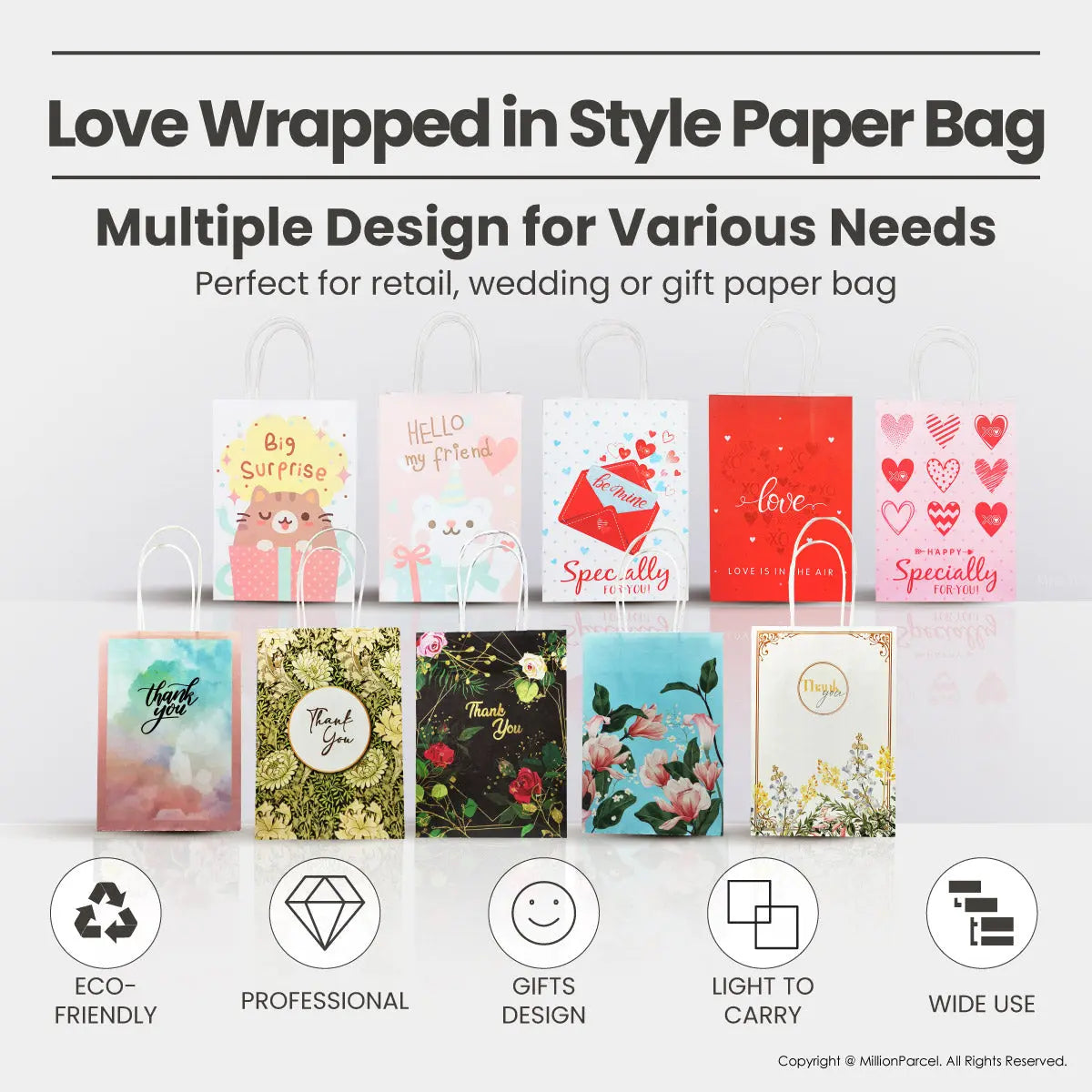 Thank You Paper Bag | Love Gift Bag - MillionParcel