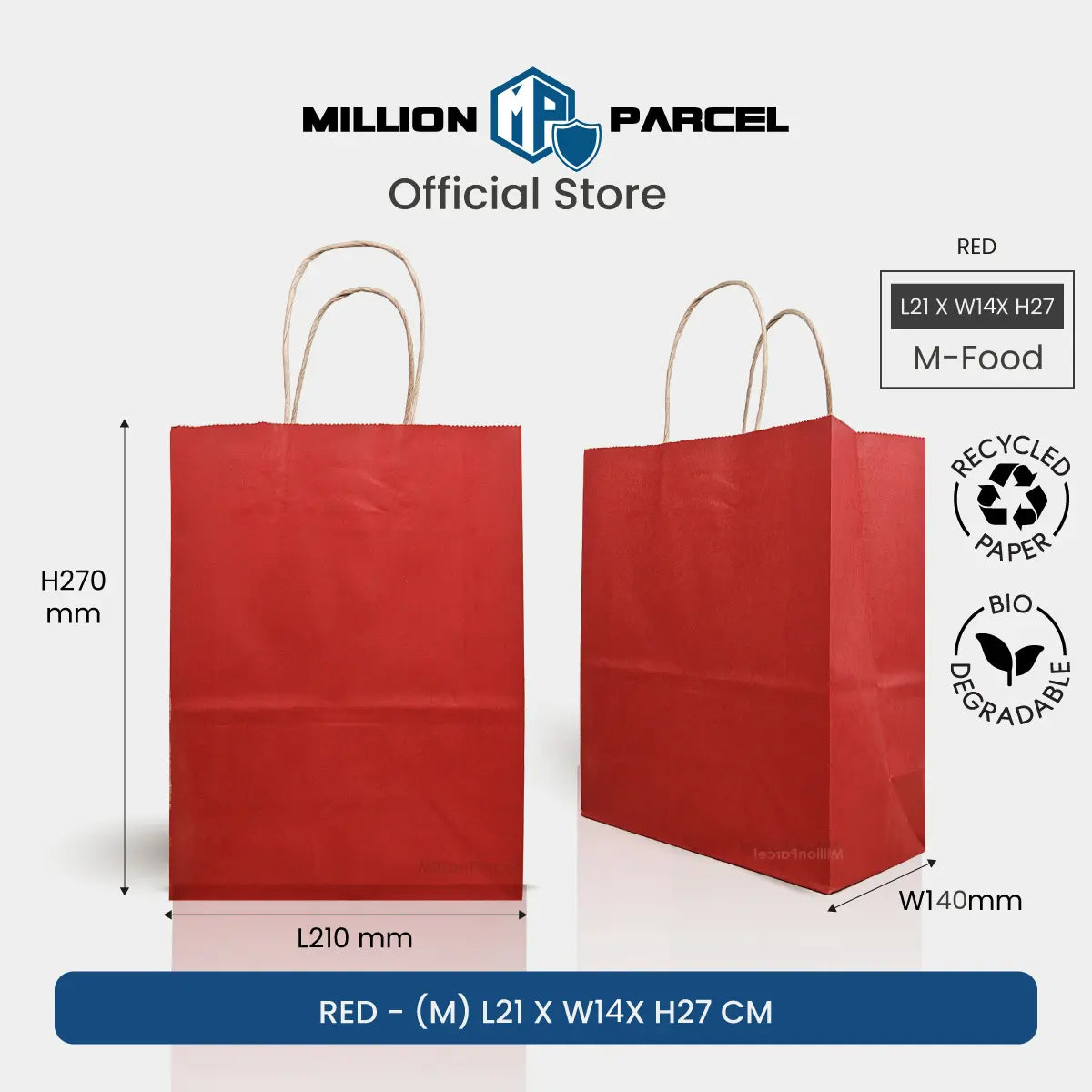 Kraft Paper Bag with Twisted Handle | Colour Paper Bag - MillionParcel