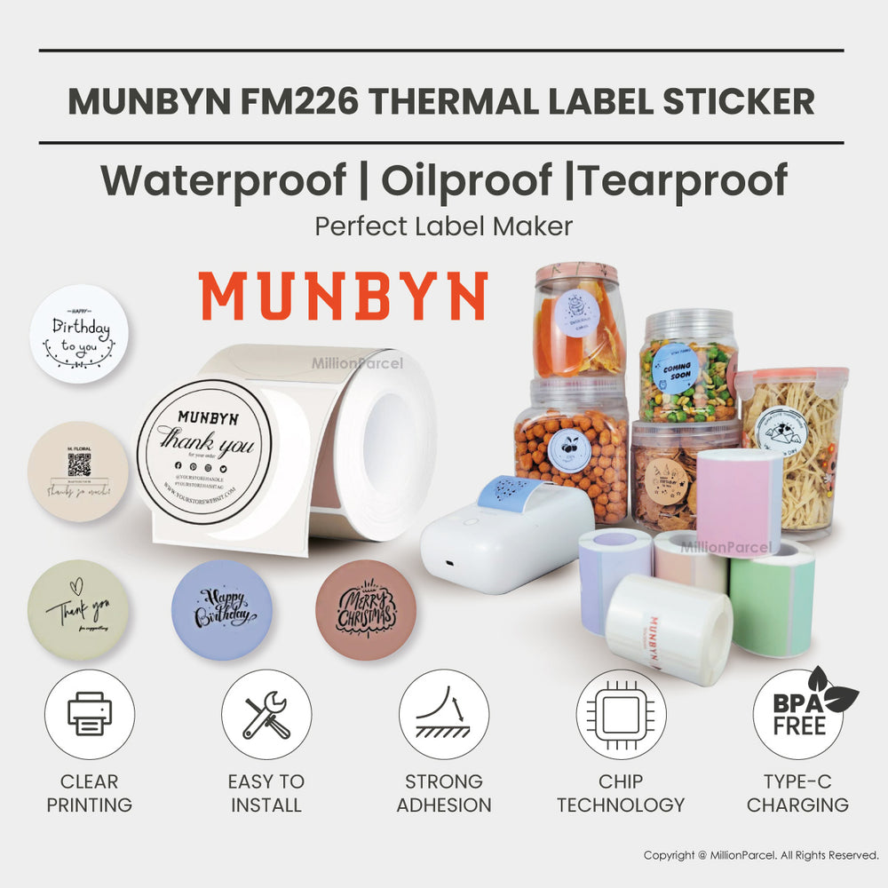 MUNBYN Season Color Thermal Label Sticker - Premium & Versatile Labels