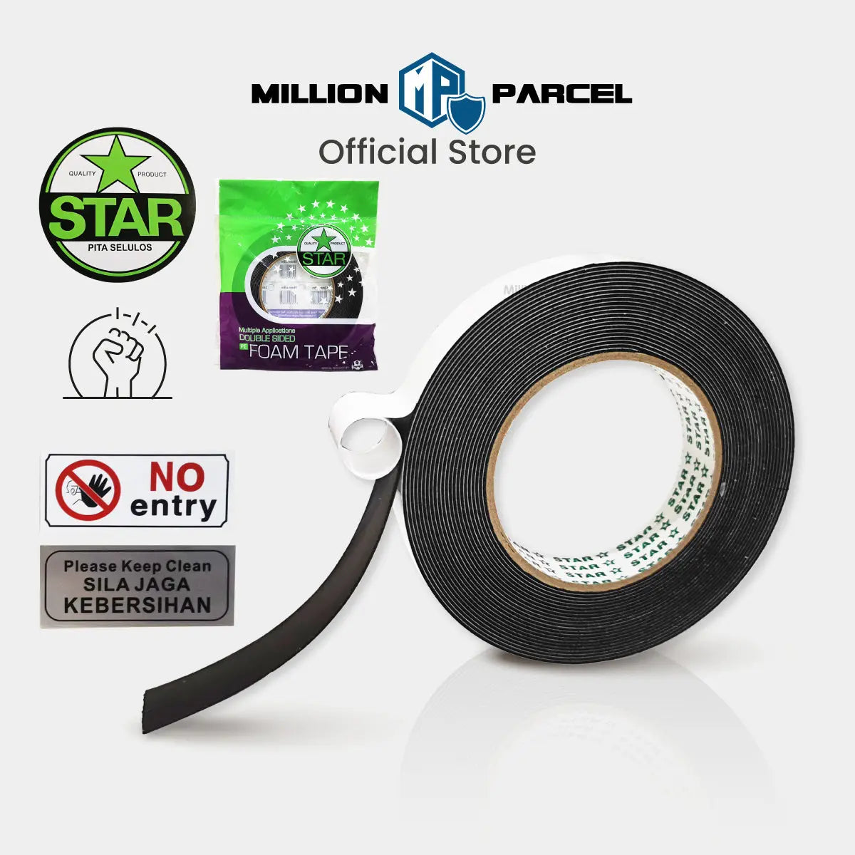 STAR Double Sided PE Black Foam Tape - MillionParcel