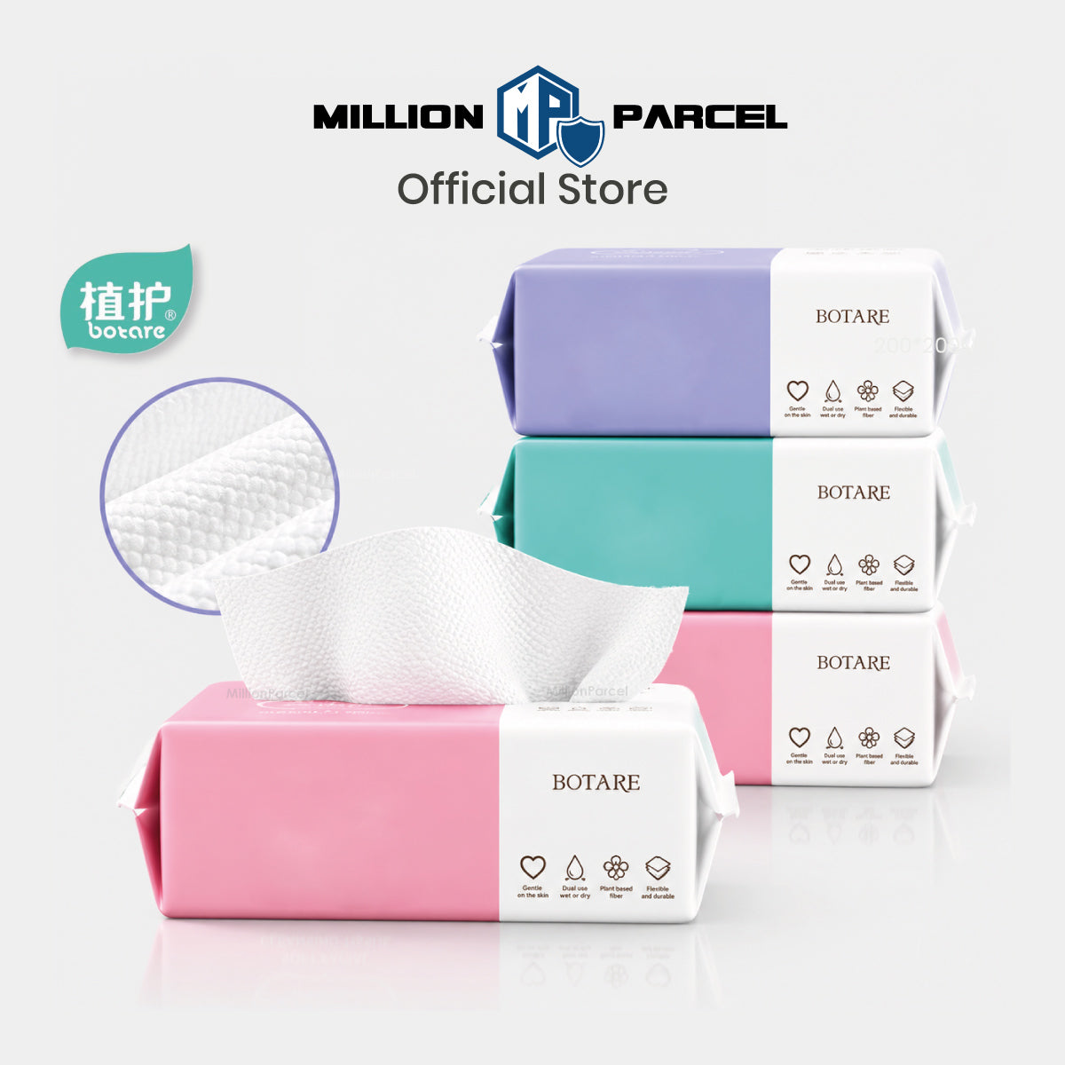 Botare Disposable Face Towel – Cotton Tissue, 80 Sheets