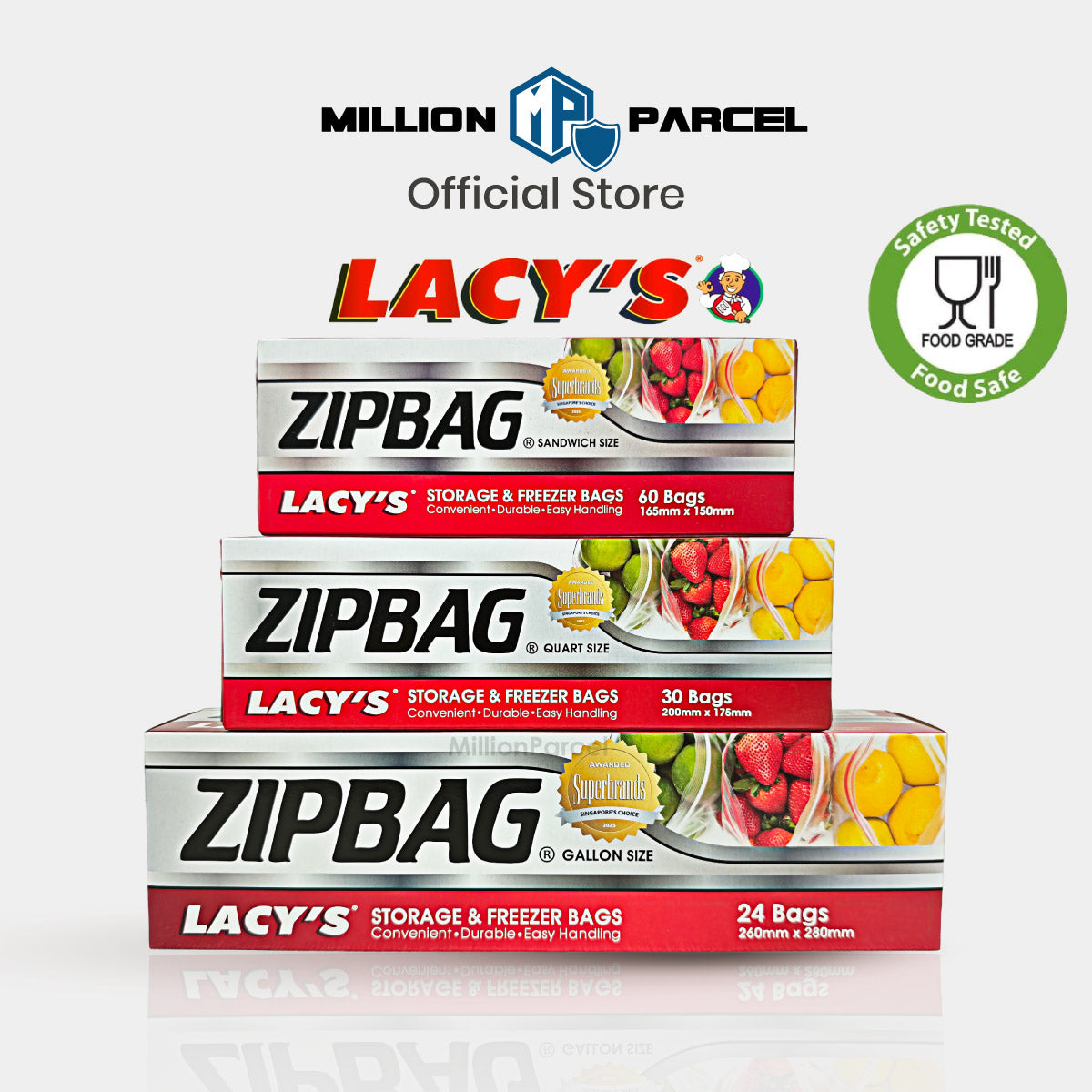 LACY'S ZipBag Ziplock Storage & Freezer Bags – Food Grade, Resealable