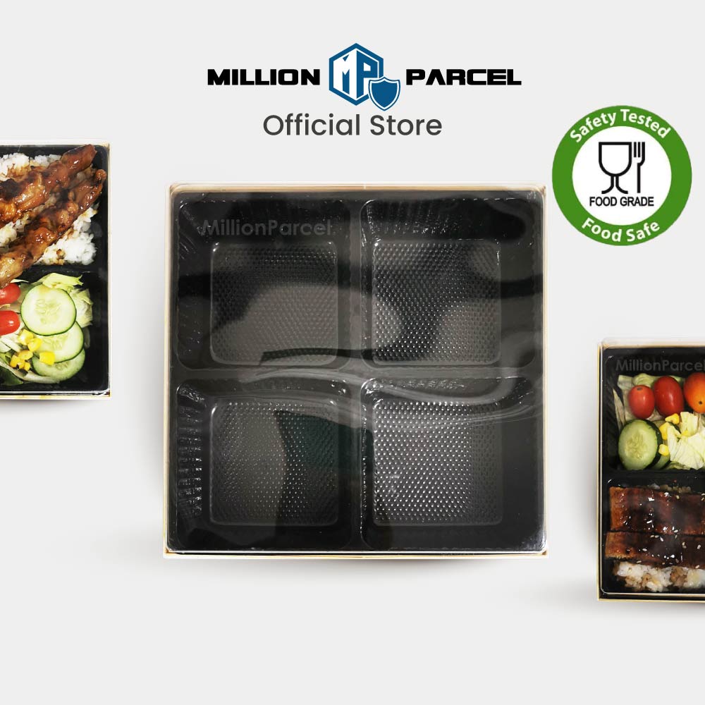 Kotak Makan Tengah Hari Kayu Pakai - 4 slot - MillionParcel