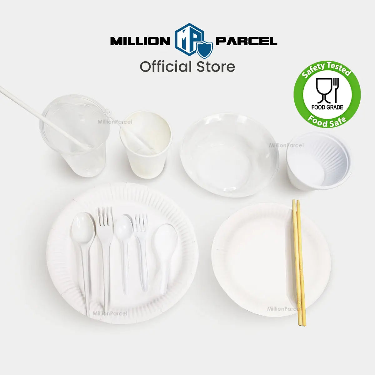 Premium Disposable Tableware | Disposable Cutlery - Plates, Cup, Bowl, Spoons, Forks, Straw, Stirrer, Chopsticks - MillionParcel