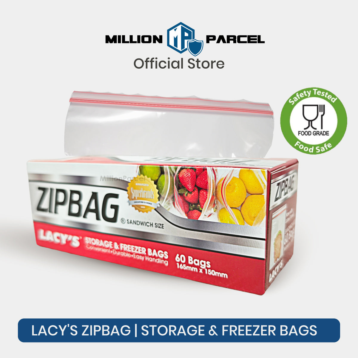 LACY'S ZipBag Ziplock Storage & Freezer Bags – Food Grade, Resealable