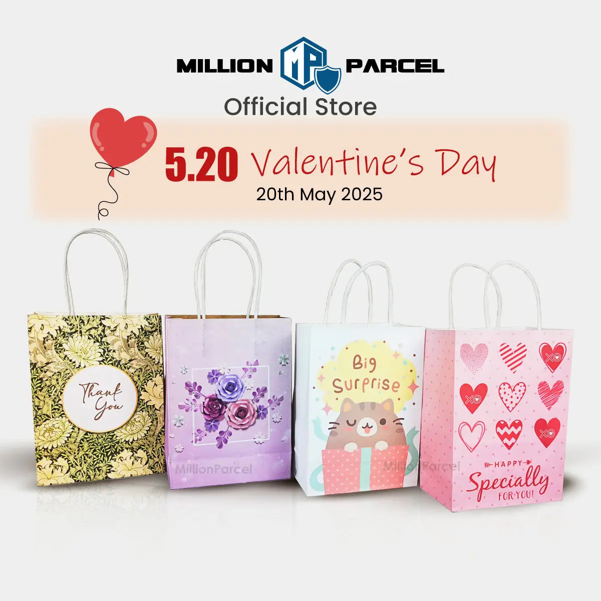 Thank You Paper Bag | Love Gift Bag - MillionParcel