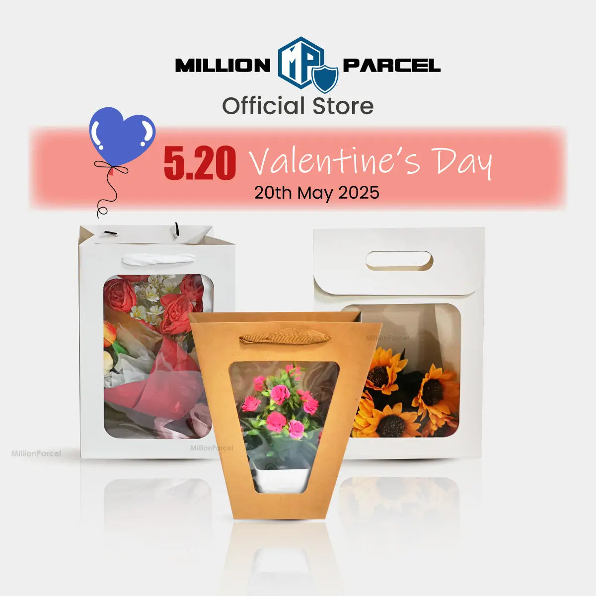 Window Paper Bag | Prefect for Valentines Day & Birthday - MillionParcel
