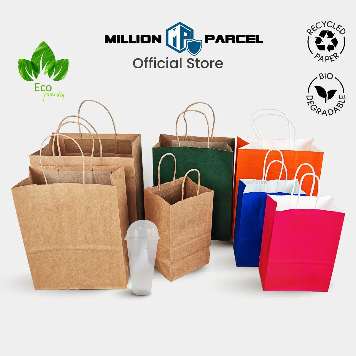 Kraft Paper Bag with Twisted Handle | Colour Paper Bag - MillionParcel
