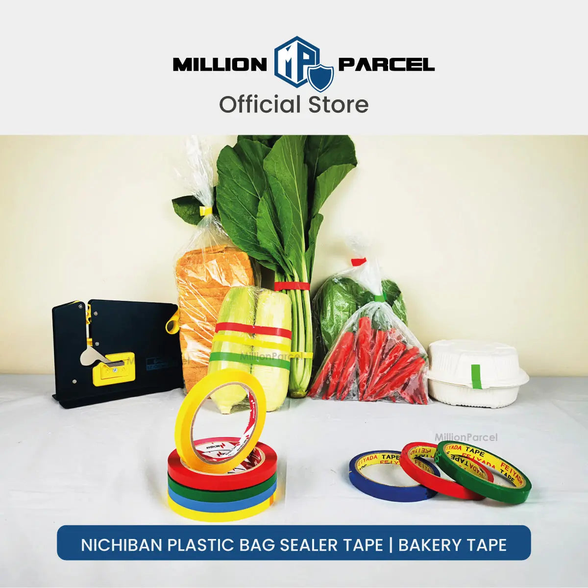 NICHIBAN Plastic Bag Sealer Tape | Bakery Tape - MillionParcel