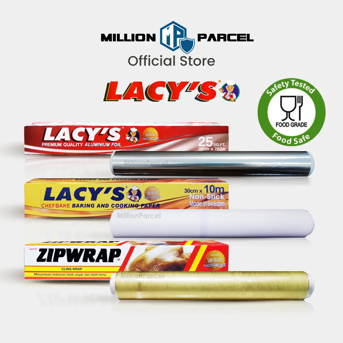 Lacy’s Zipwrap Cling Wrap | Chef bake Baking Paper | Aluminum Foil with Blade - MillionParcel