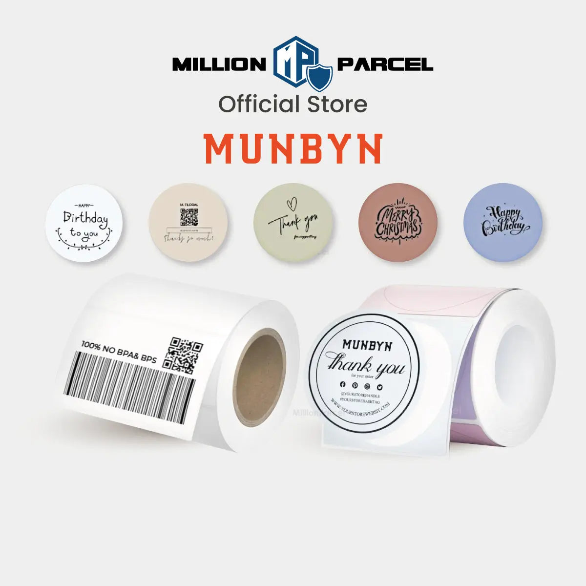 MUNBYN Morandi Color Thermal Label Sticker | Custom Sticker - MillionParcel