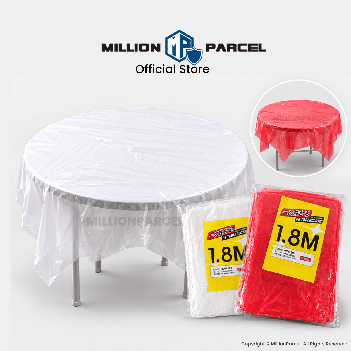 Disposable Plastic Table Cover 1.8 x 1.8m – 10 Sheets