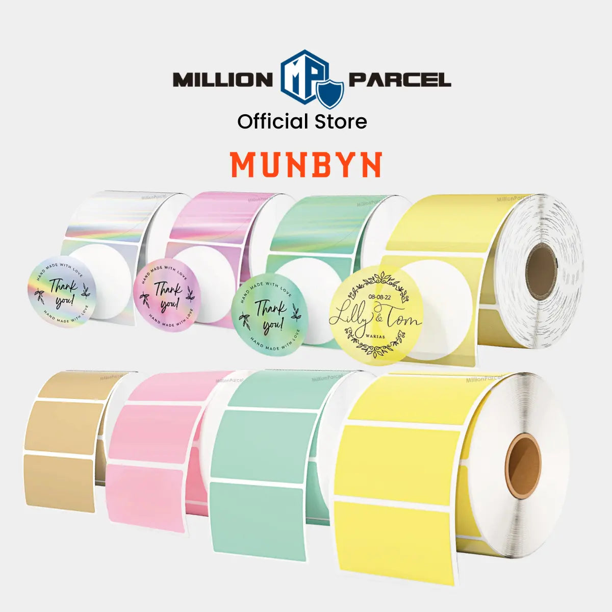 MUNBYN Rectangle Thermal Label | Circle Label | Holographic Label - MillionParcel