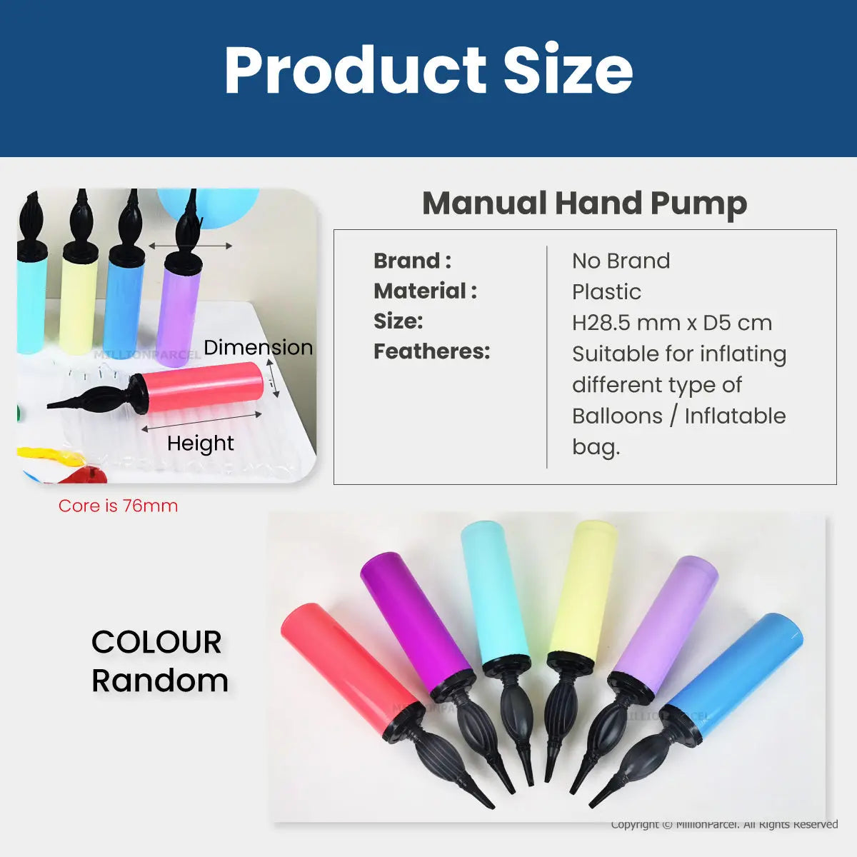 Manual Hand Pump for Inflatable Air Column | Balloon Pump - MillionParcel