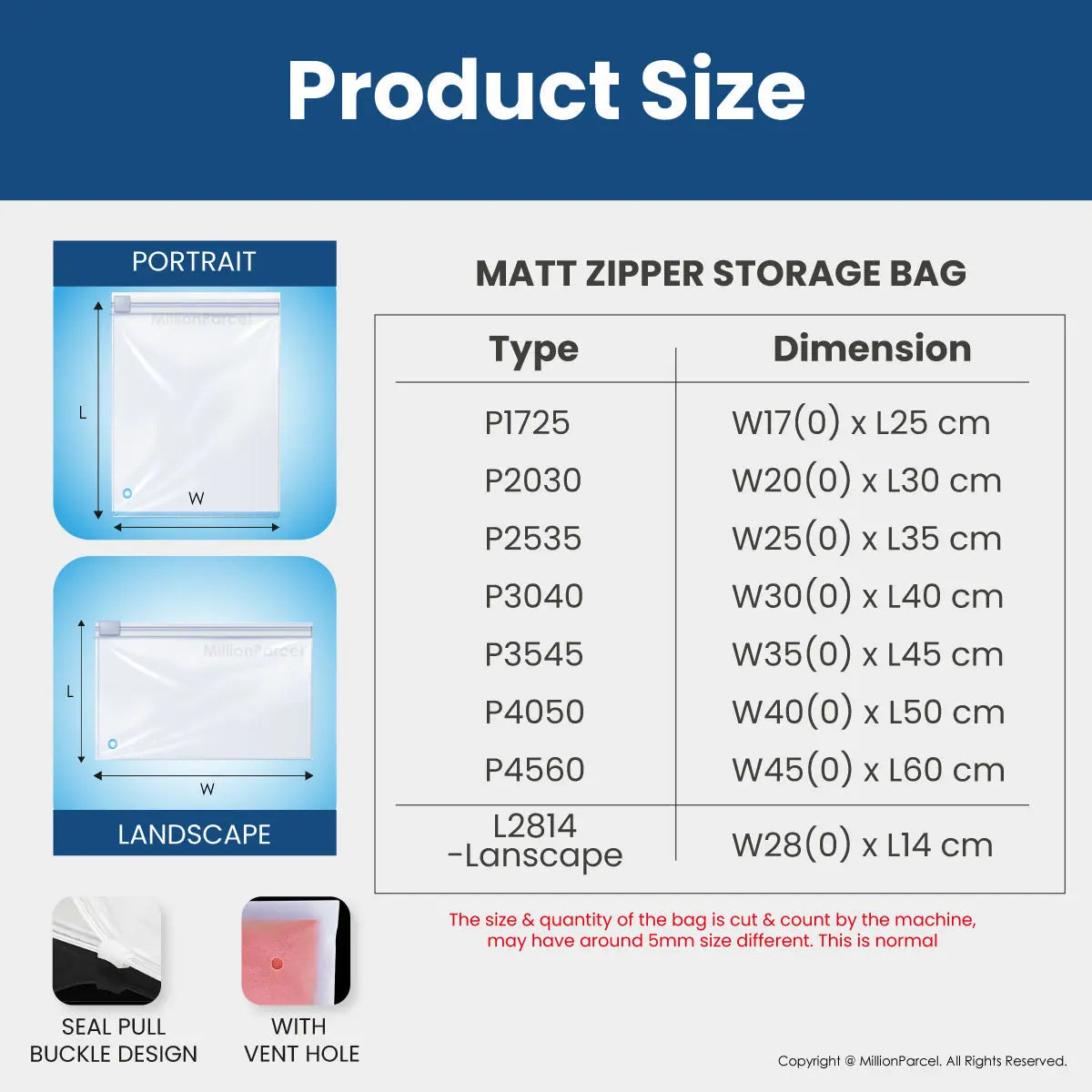 Matt Zipper Storage Bag | Reusable Ziplock Bag for Clothes - MillionParcel