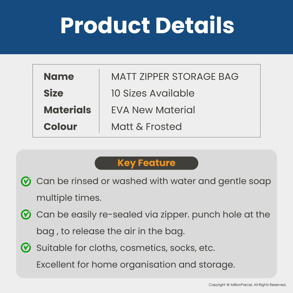 Matt Zipper Storage Bag