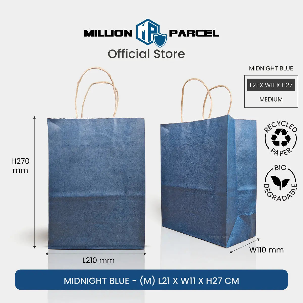 Kraft Paper Bag with Twisted Handle | Colour Paper Bag - MillionParcel