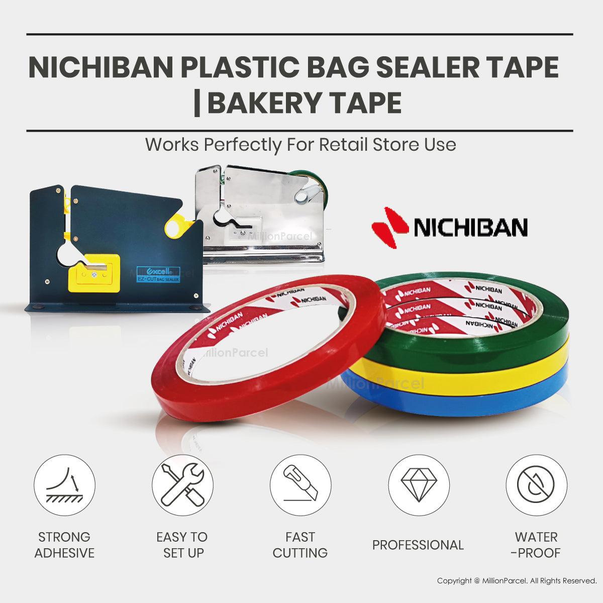 NICHIBAN Plastic Bag Sealer Tape | Bakery Tape