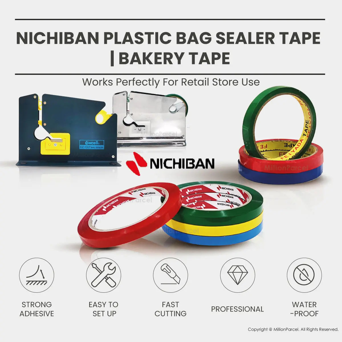 NICHIBAN Plastic Bag Sealer Tape | Bakery Tape - MillionParcel