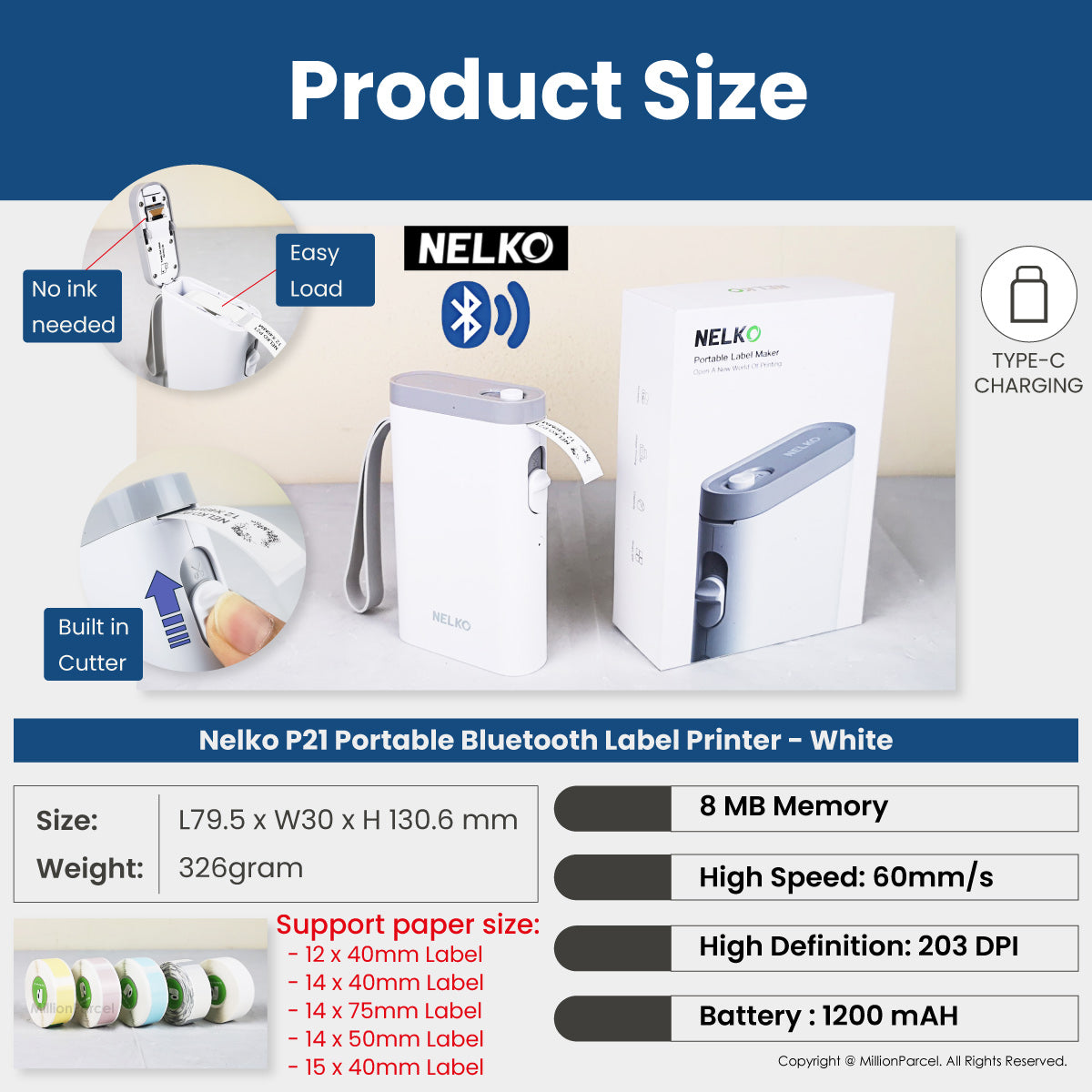 NELKO Thermal Printer | POLONO Name Label Printer - MillionParcel