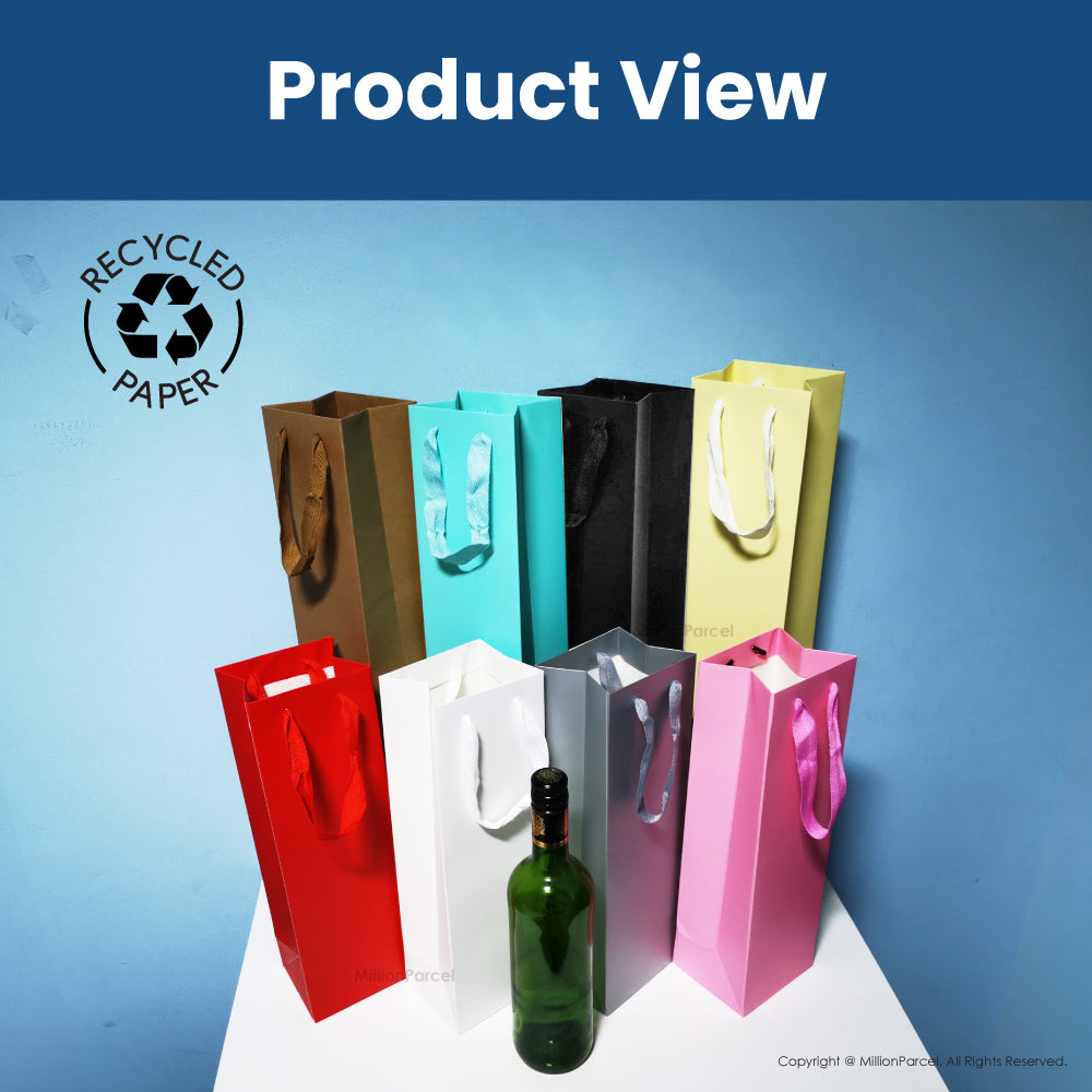 Beg Kertas Wain Premium | Beg Botol Kraft - MillionParcel