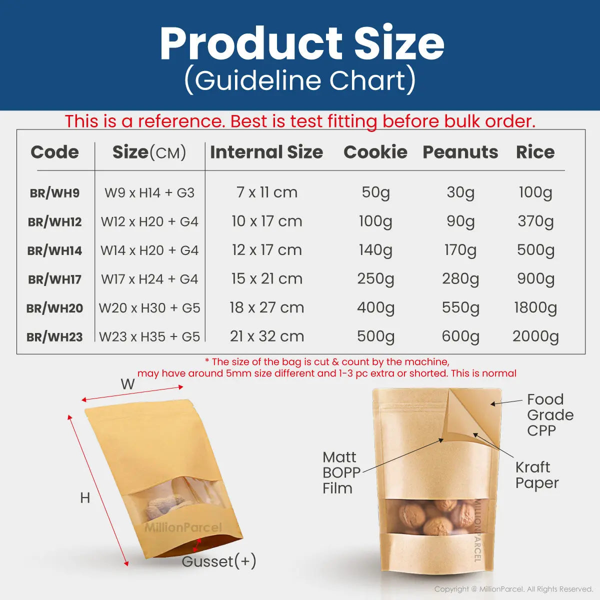 Kraft Zipper Food Bag - MillionParcel