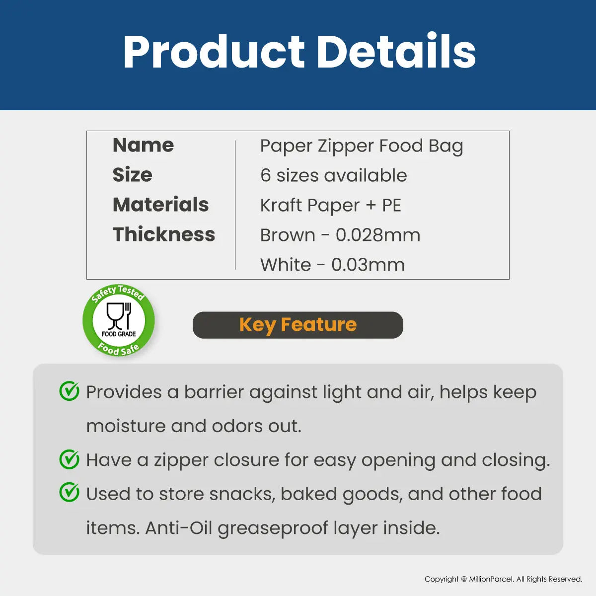 Kraft Zipper Bag | Zipper Storage Bags - MillionParcel