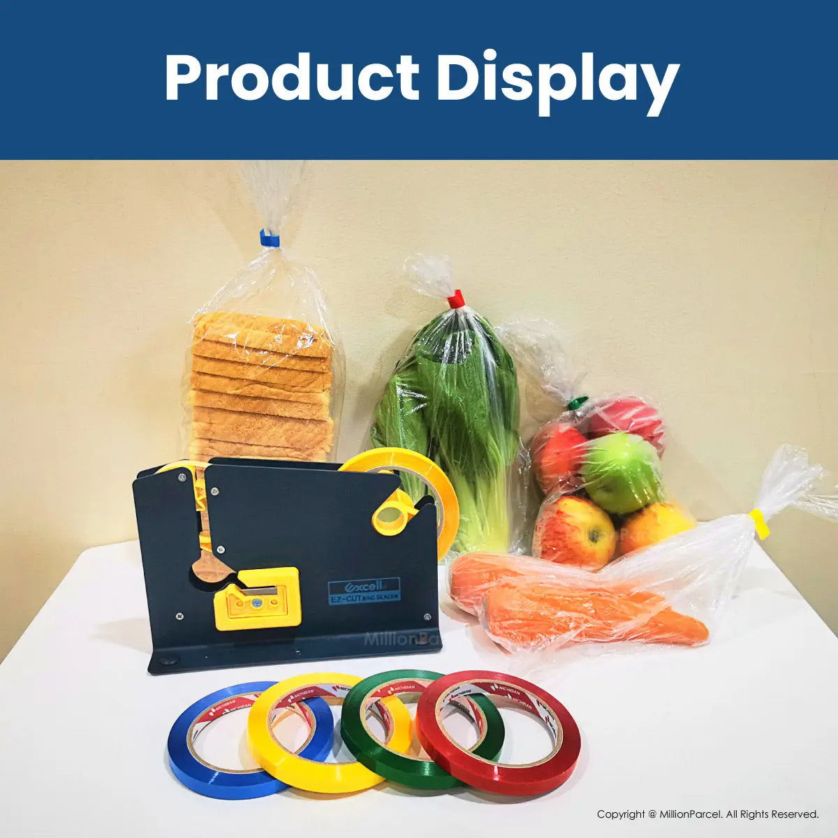 EXCELL ET-605K Bag Neck Sealers | Bakery Tape Dispenser - MillionParcel