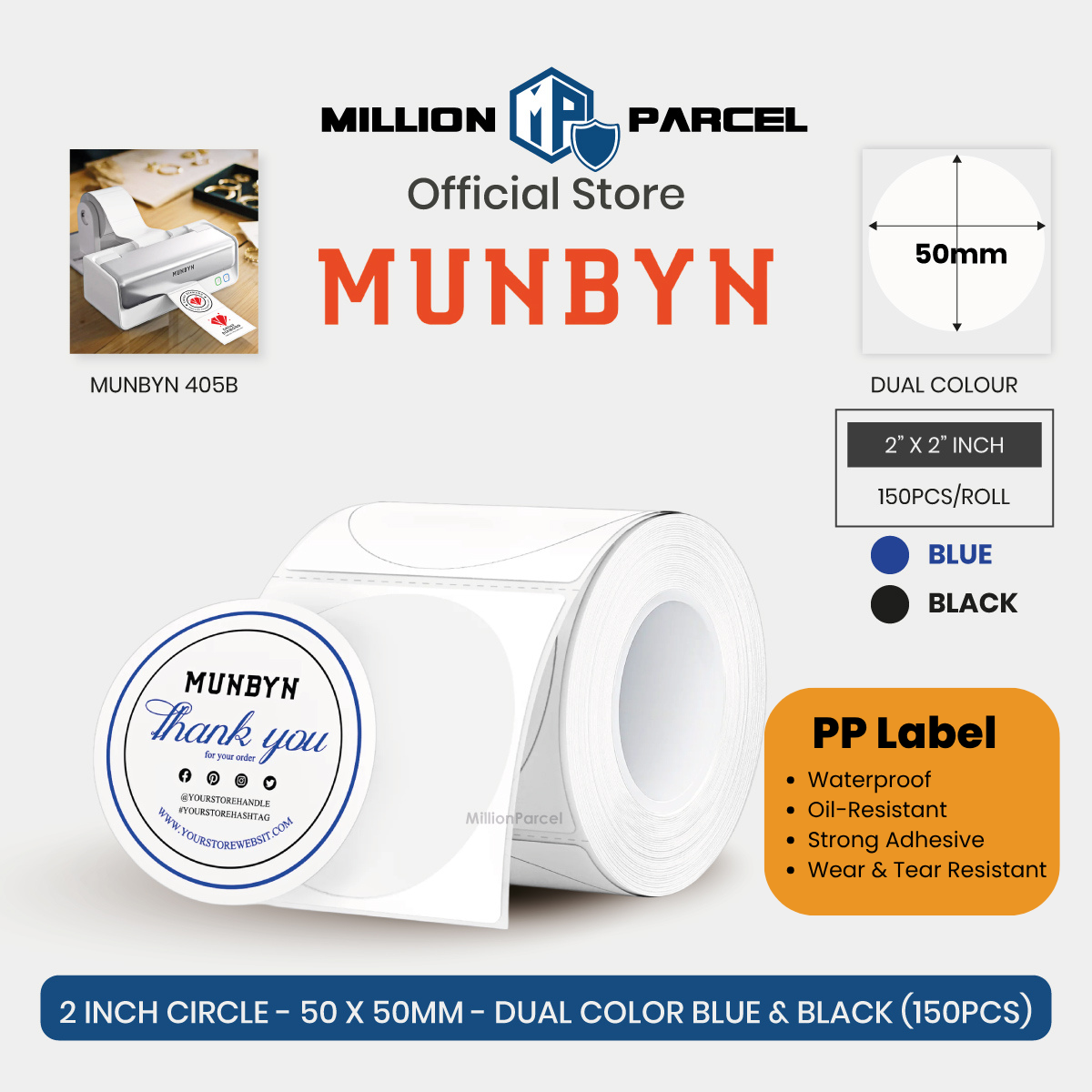 MUNBYN Big Thermal Label Roll | Custom / Branded / Barcode Label