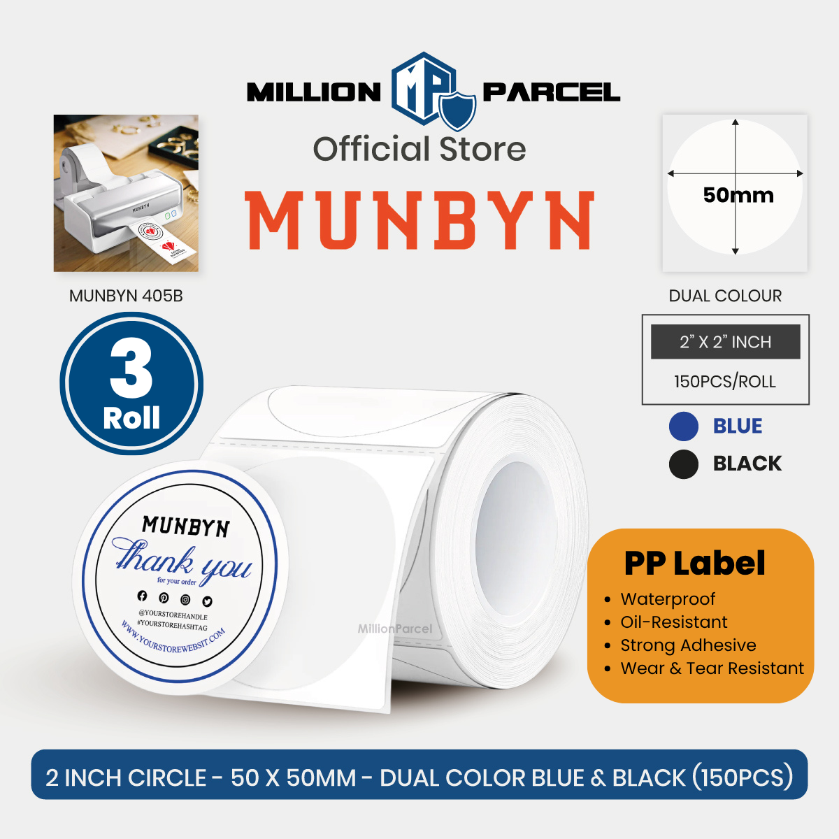MUNBYN Big Thermal Label Roll | Custom / Branded / Barcode Label