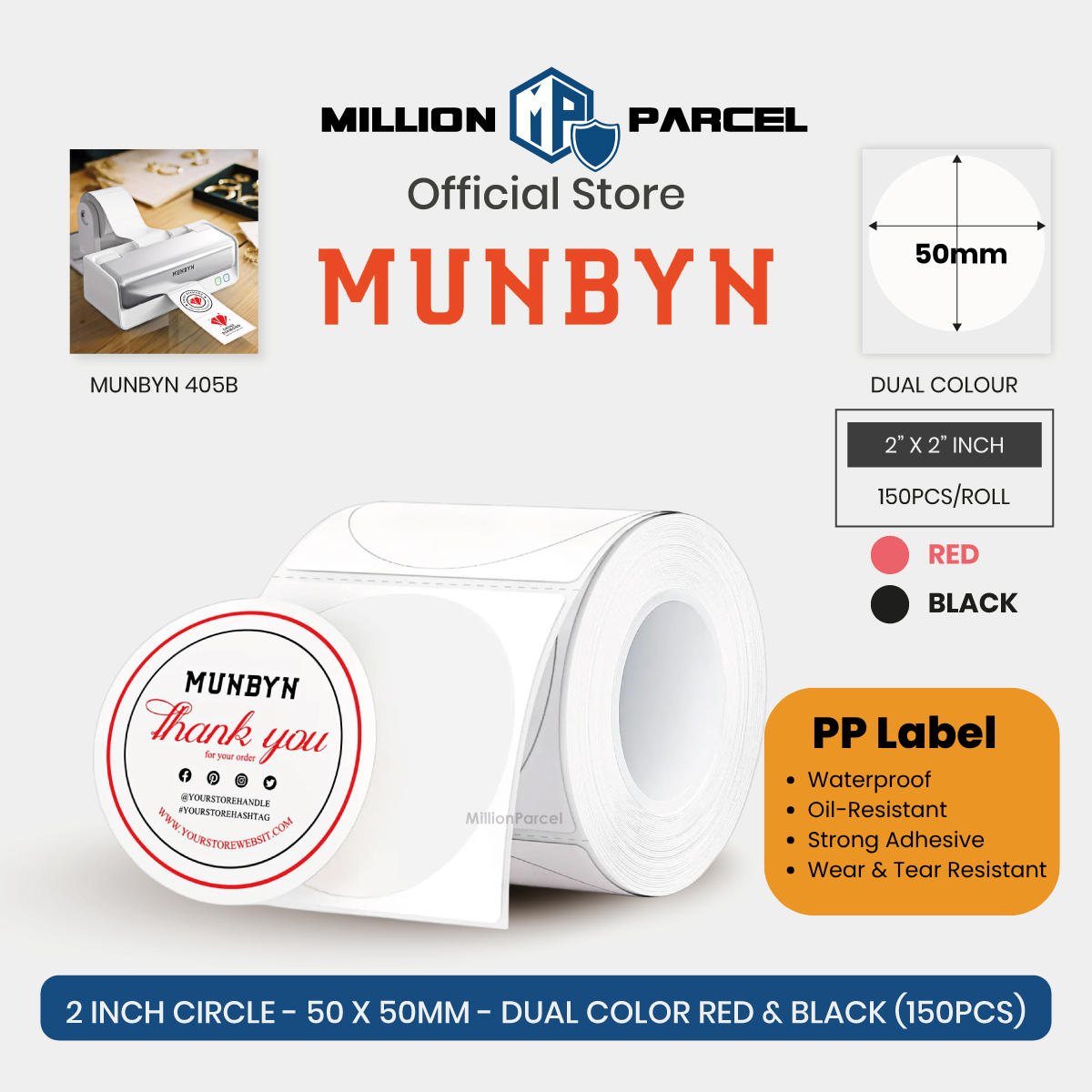 MUNBYN Big Thermal Label Roll | Custom / Branded / Barcode Label