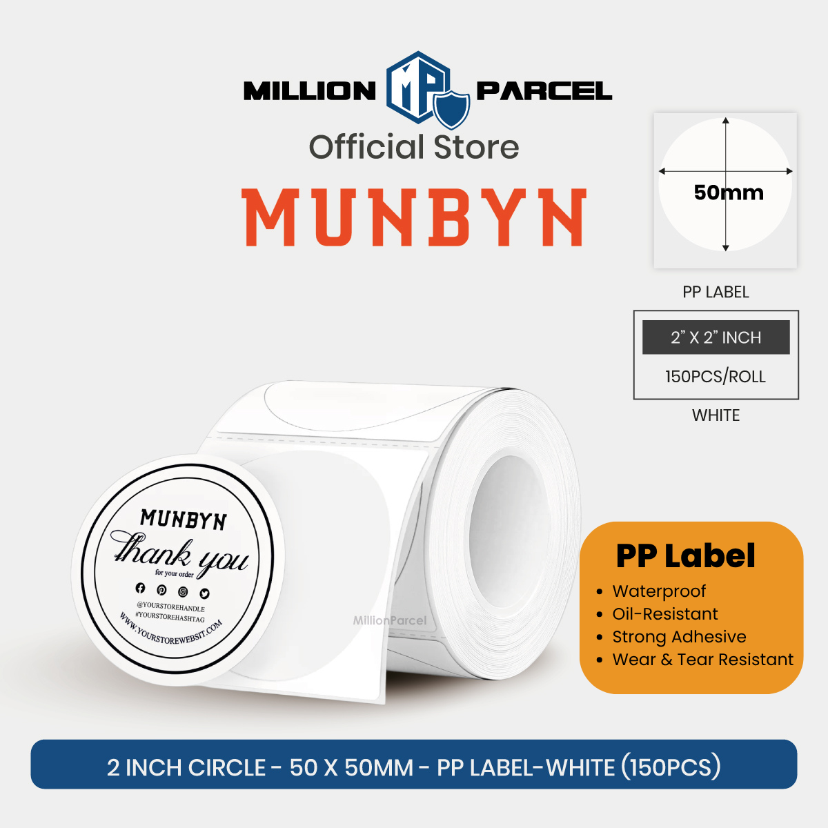 MUNBYN Big Thermal Label Roll | Custom / Branded / Barcode Label