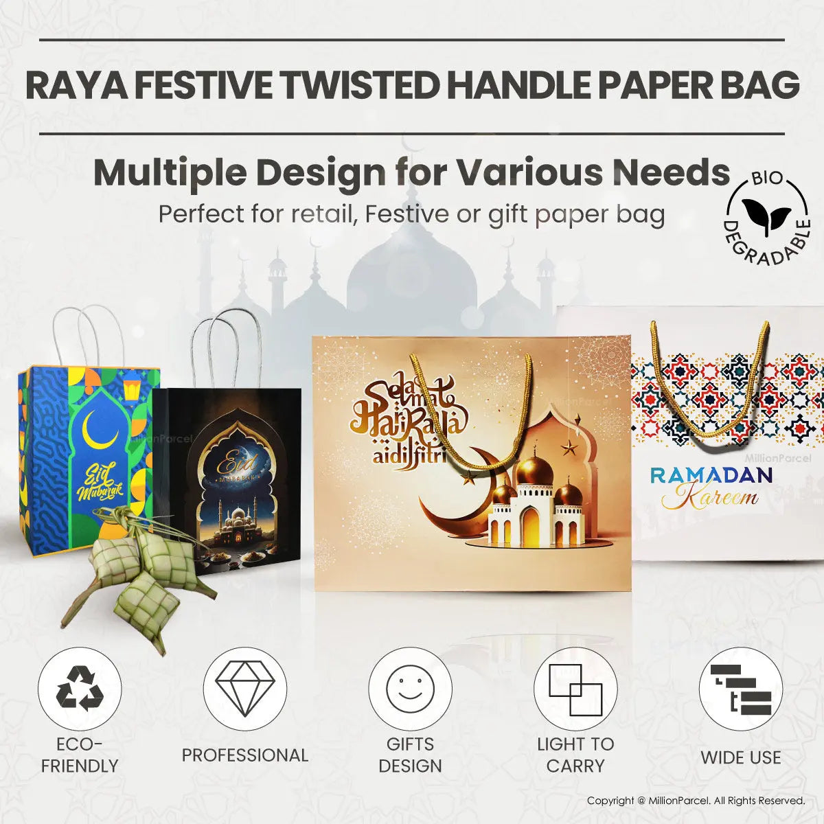 Hari Raya Paper Bag | Raya Festive Twisted Bag - MillionParcel