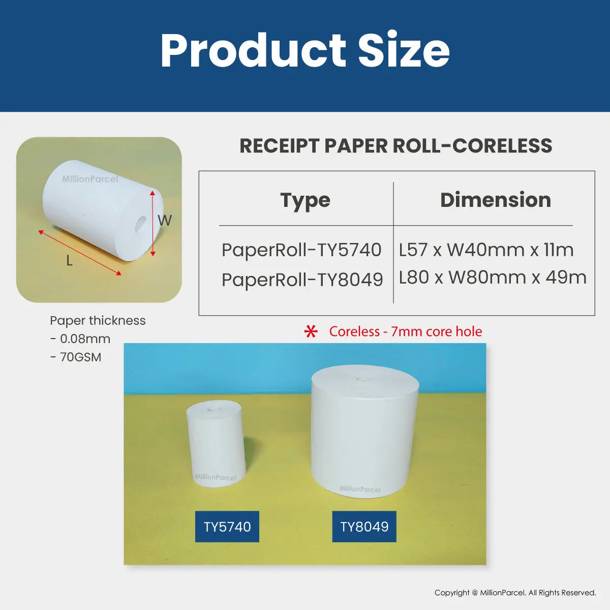 Thermal Paper Roll | Receipt Paper Roll - MillionParcel