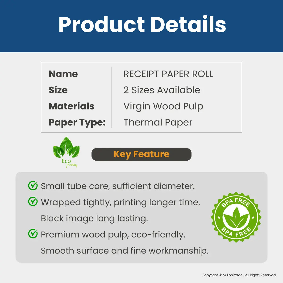 Thermal Paper Roll | Receipt Paper Roll - MillionParcel