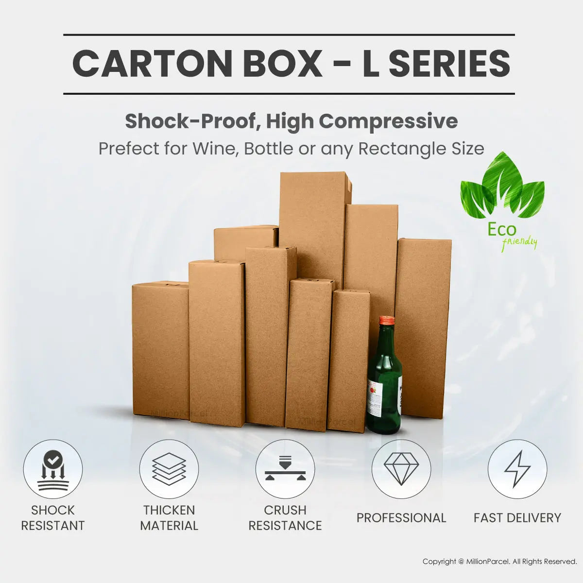 Carton Box - L Series | Prefect for Wine, Bottle or any Rectangle Size - MillionParcel