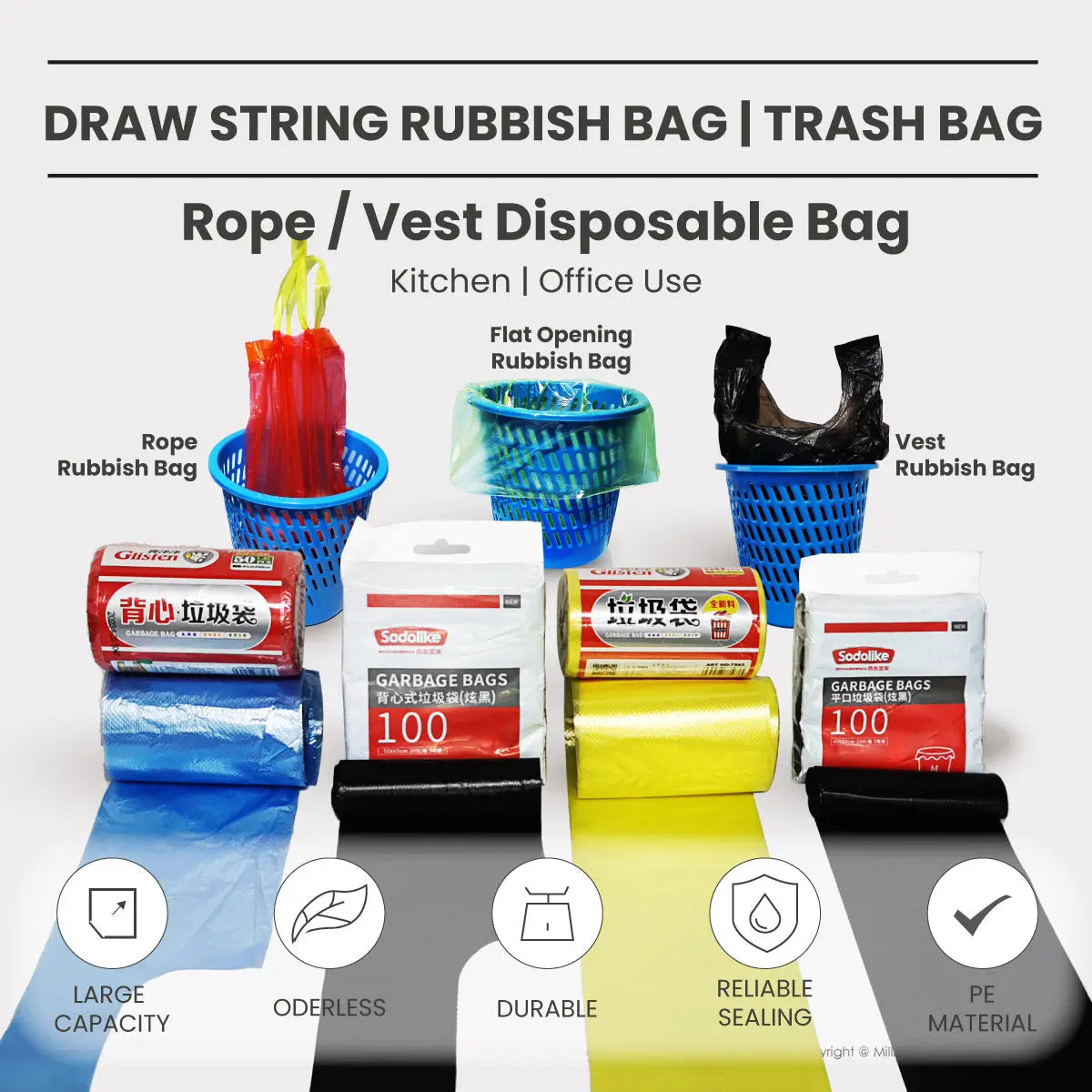 Draw String Rubbish Bag | Trash Bag - MillionParcel