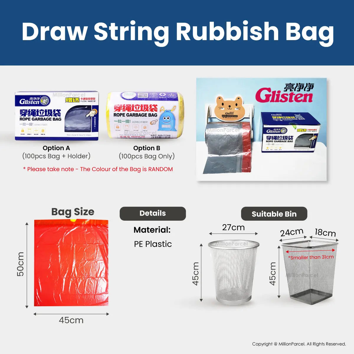 Draw String Rubbish Bag | Trash Bag - MillionParcel