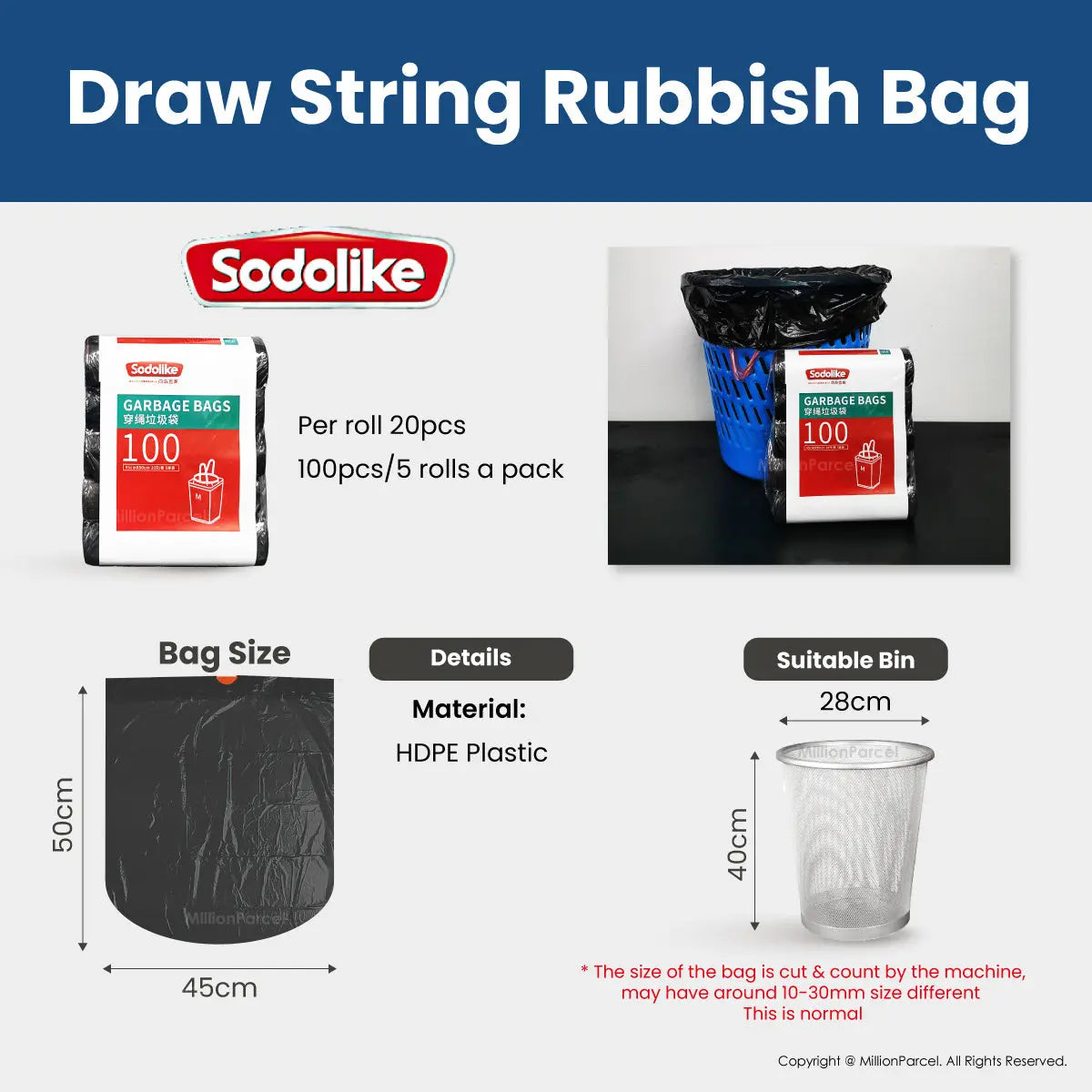 Draw String Rubbish Bag | Trash Bag - MillionParcel