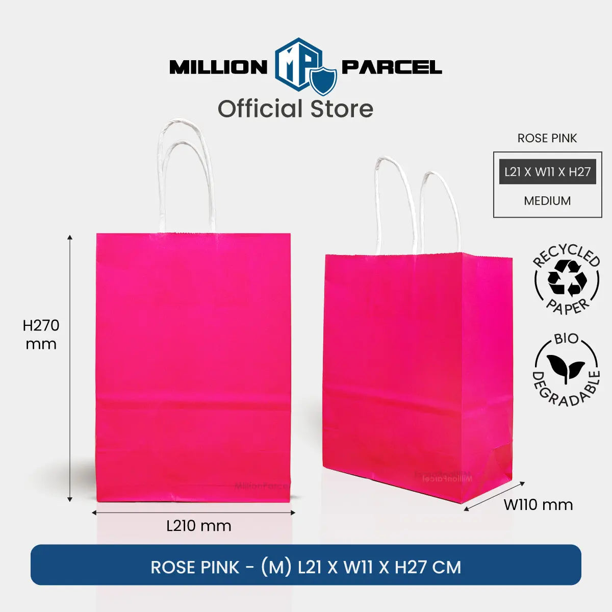 Kraft Paper Bag with Twisted Handle | Colour Paper Bag - MillionParcel