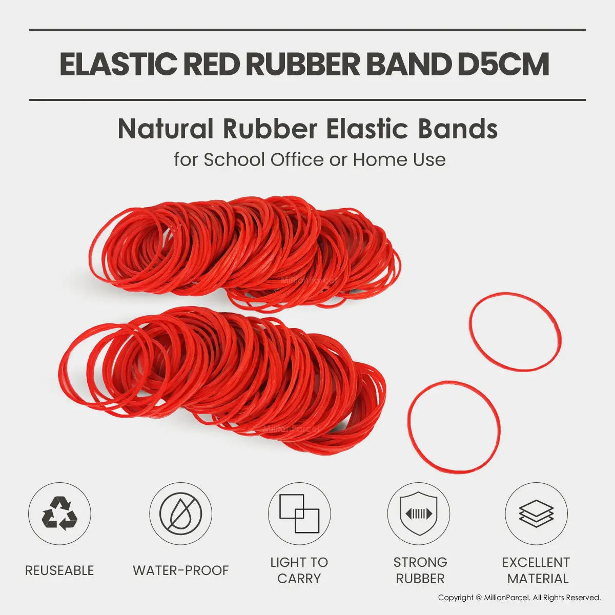 Elastic Red Rubber Band D5cm - 100g/pkt - MillionParcel