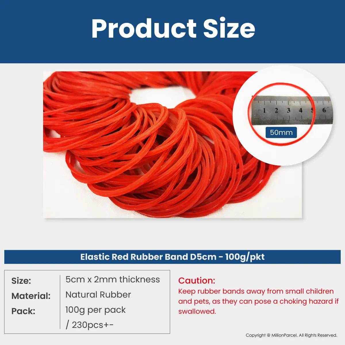 Elastic Red Rubber Band D5cm - 100g/pkt - MillionParcel